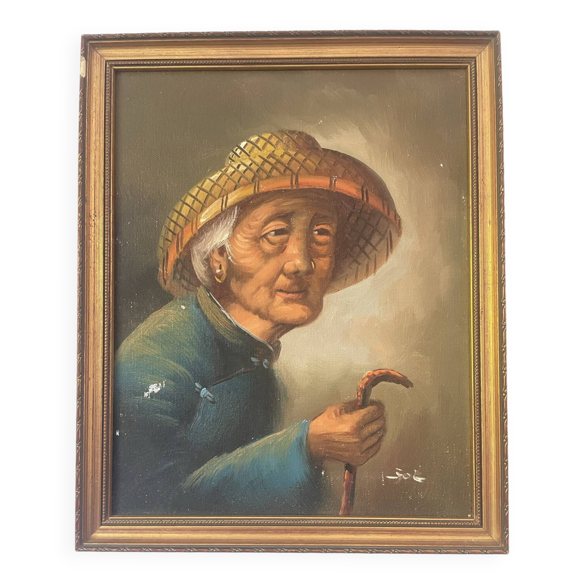 Portrait huile sur bois