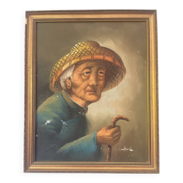 Portrait huile sur bois