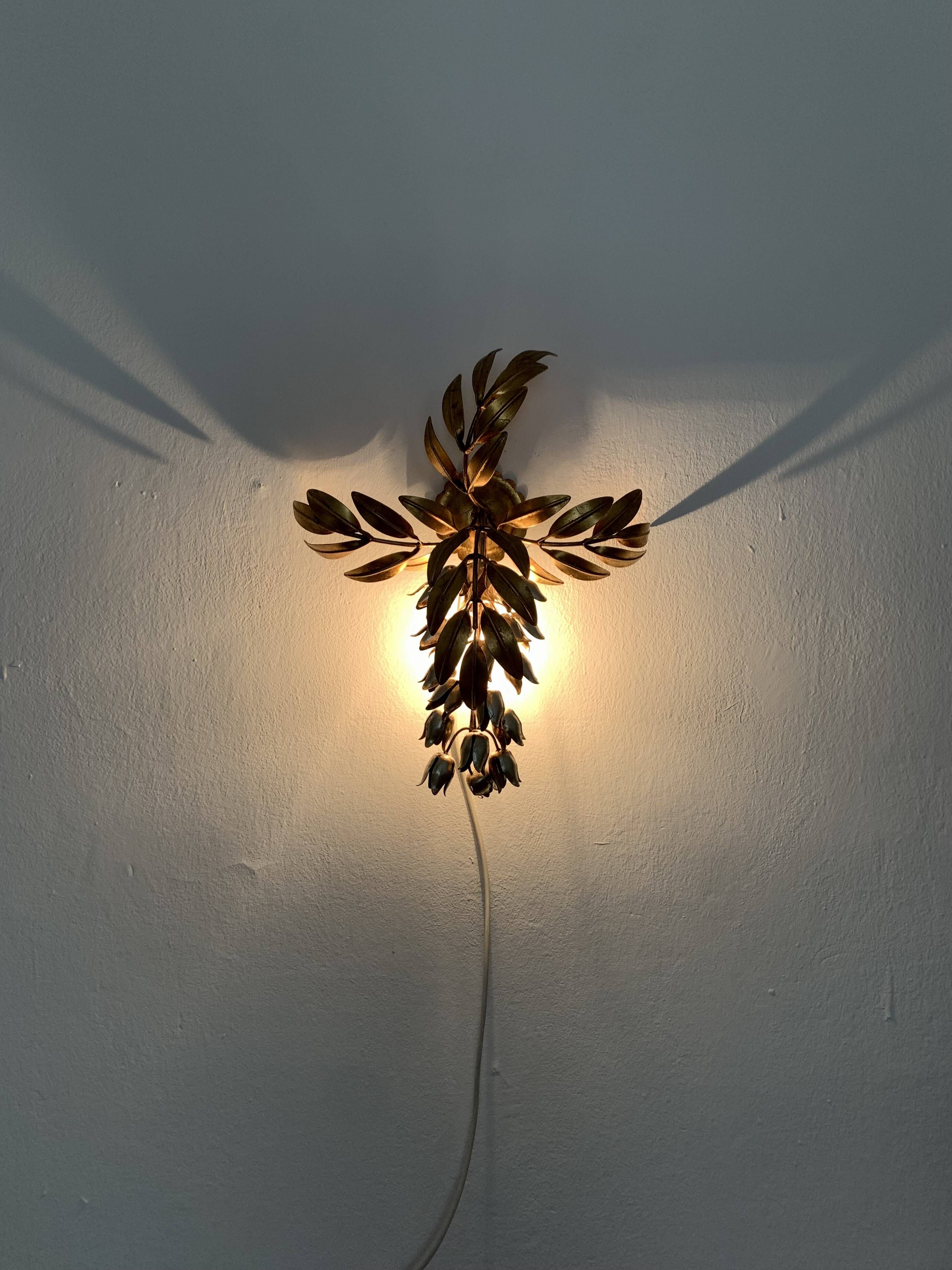 Set of 2 Amazing Italian Hollywood Regency Gilded Wall Lamps by Hans Kögl