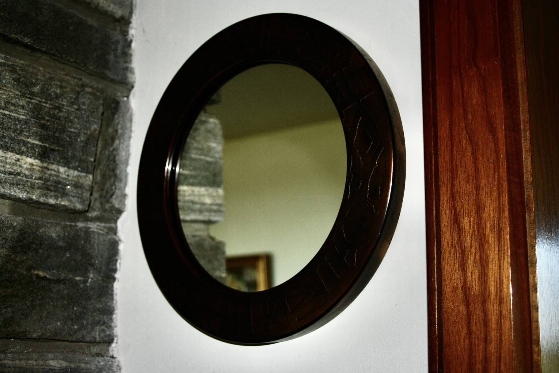 Vintage round copper mirror by marco fugeri 1960