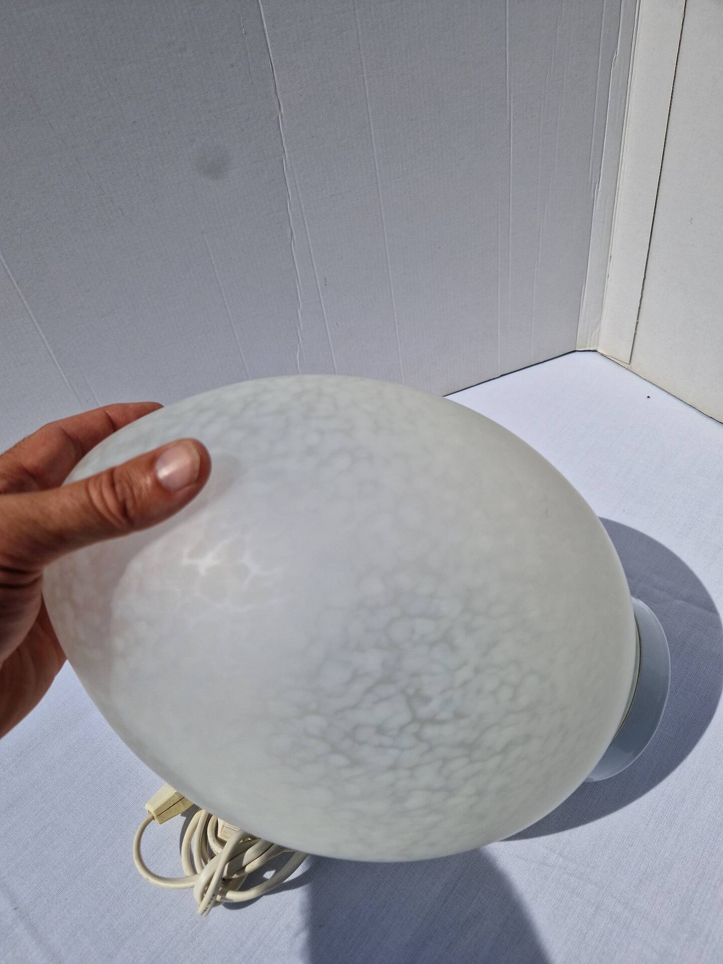 Lampe Oeuf Verre Moucheté  Blanc