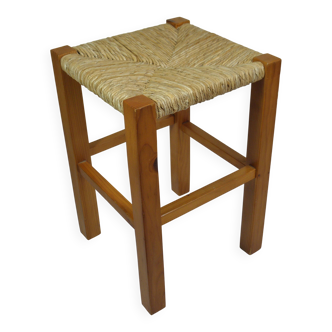 WOOD and STRAW STOOL