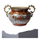 Cache-pot japonais en porcelaine Kutani et bronze, époque Meiji XIX-XXe