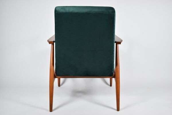 Fauteuil vintage ''Fox'' - designer H. Lis, années 1970, velours vert bouteille