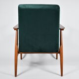 Vintage armchair "Fox" - designer H. Lis, 1970s, green bottle velvet