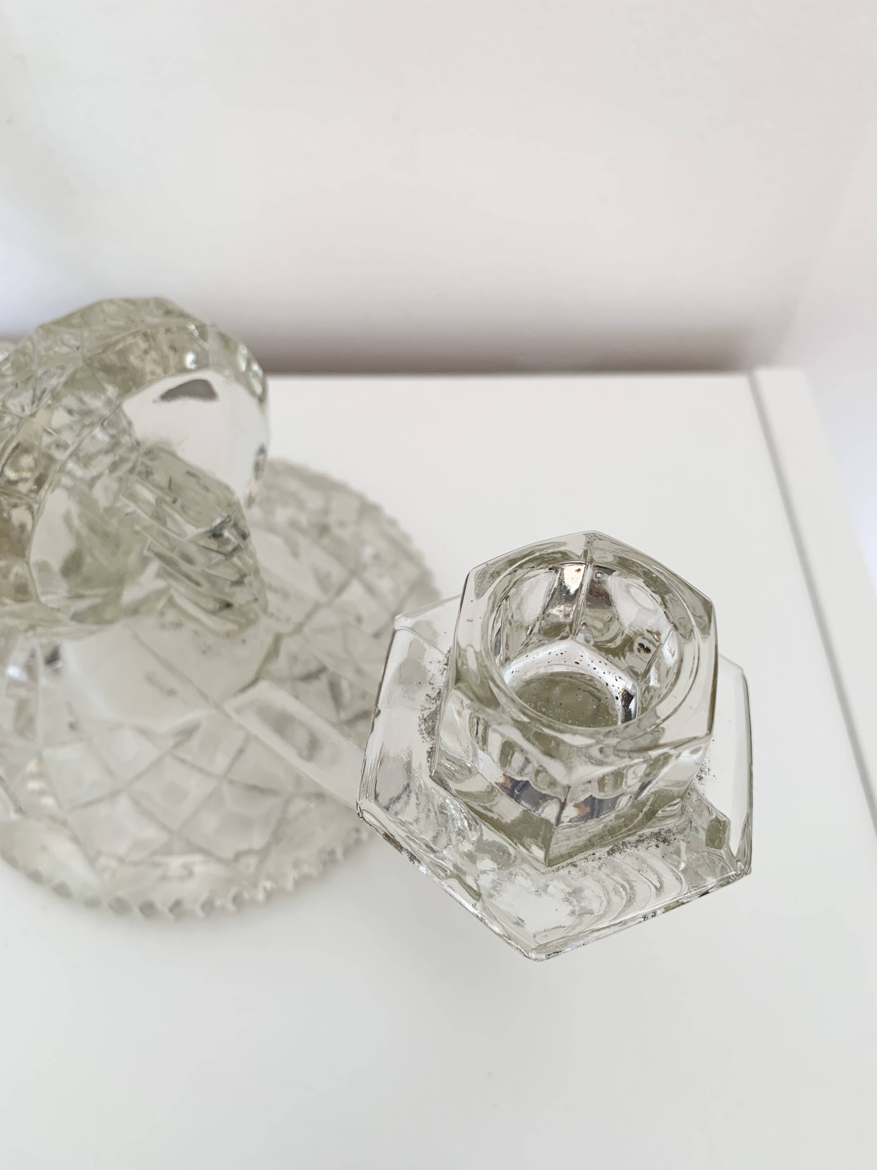 Czechoslovak moulded glass candlestick