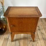 Bedside table in oak and brass 50s