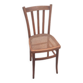 Chaise bistrot en bois et cannage