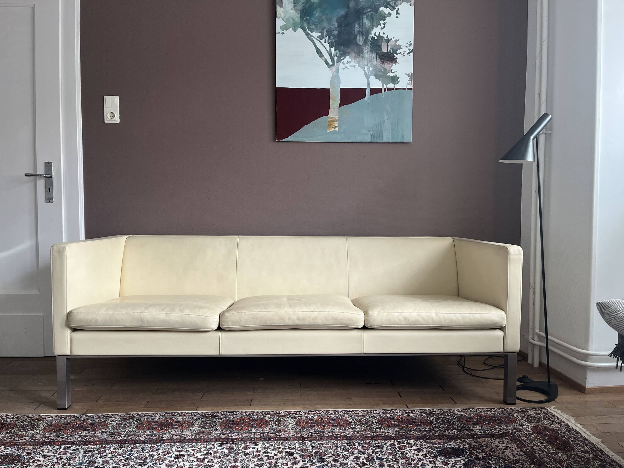Erik Jørgensen EJ50 Sofa Danish Design - cream white leather, 3-seater