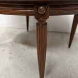 Art Deco table and six chairs in solid walnut, 20th century.