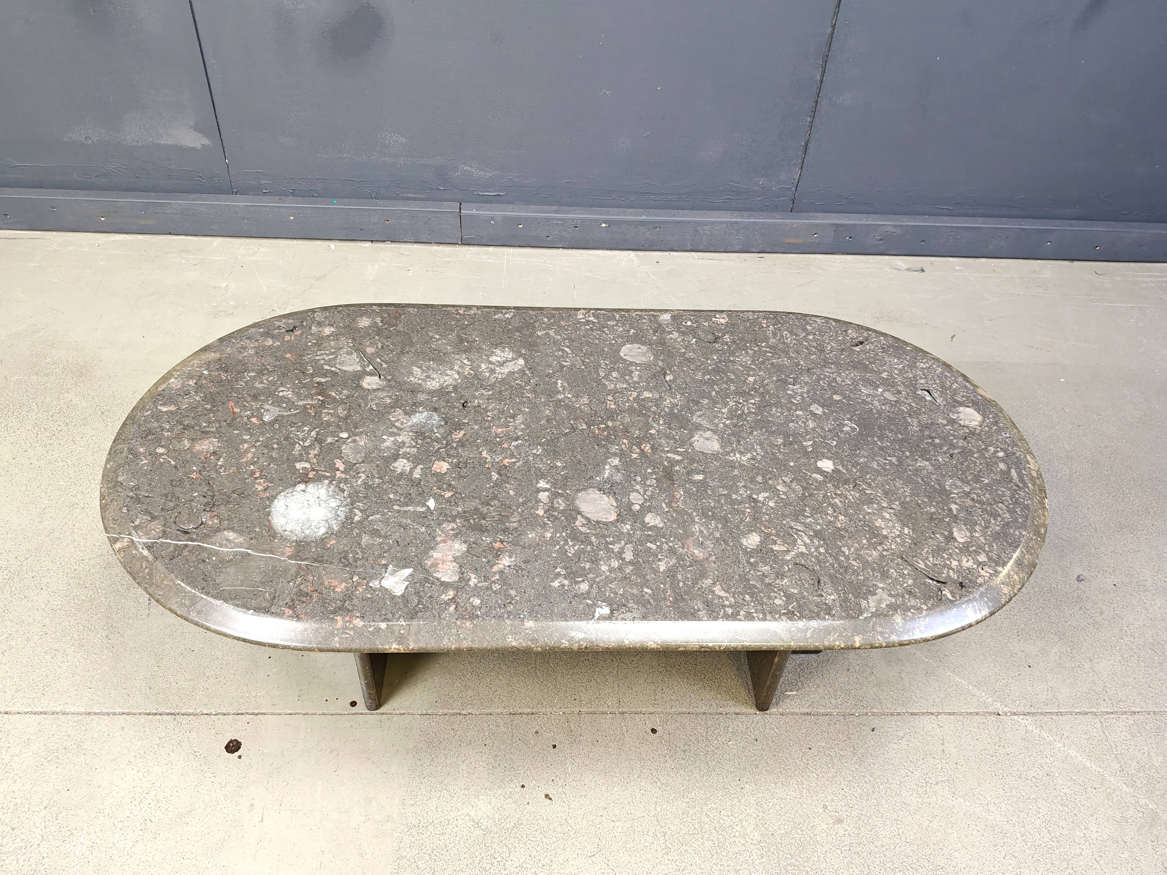 Vintage italian grey marble coffee table, 1970s