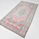 4x8 Soft Pink Geometric Handmade Vintage Rug, 128x242Cm