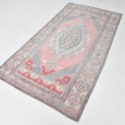 4x8 Soft Pink Geometric Handmade Vintage Rug, 128x242Cm