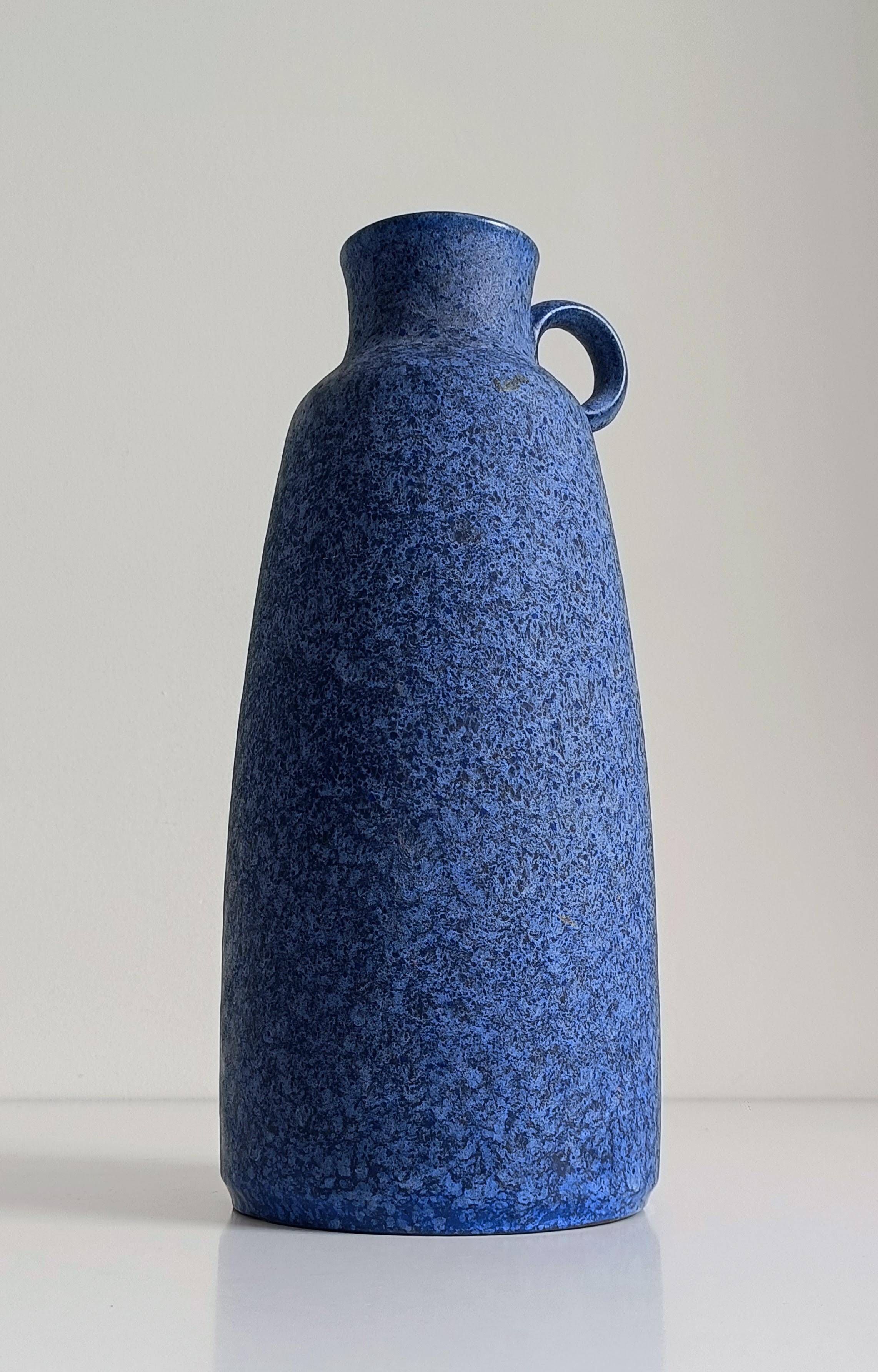 Mid-Century Ceramic Jug Vase by Ceramano, Blue Glaze, West Germany