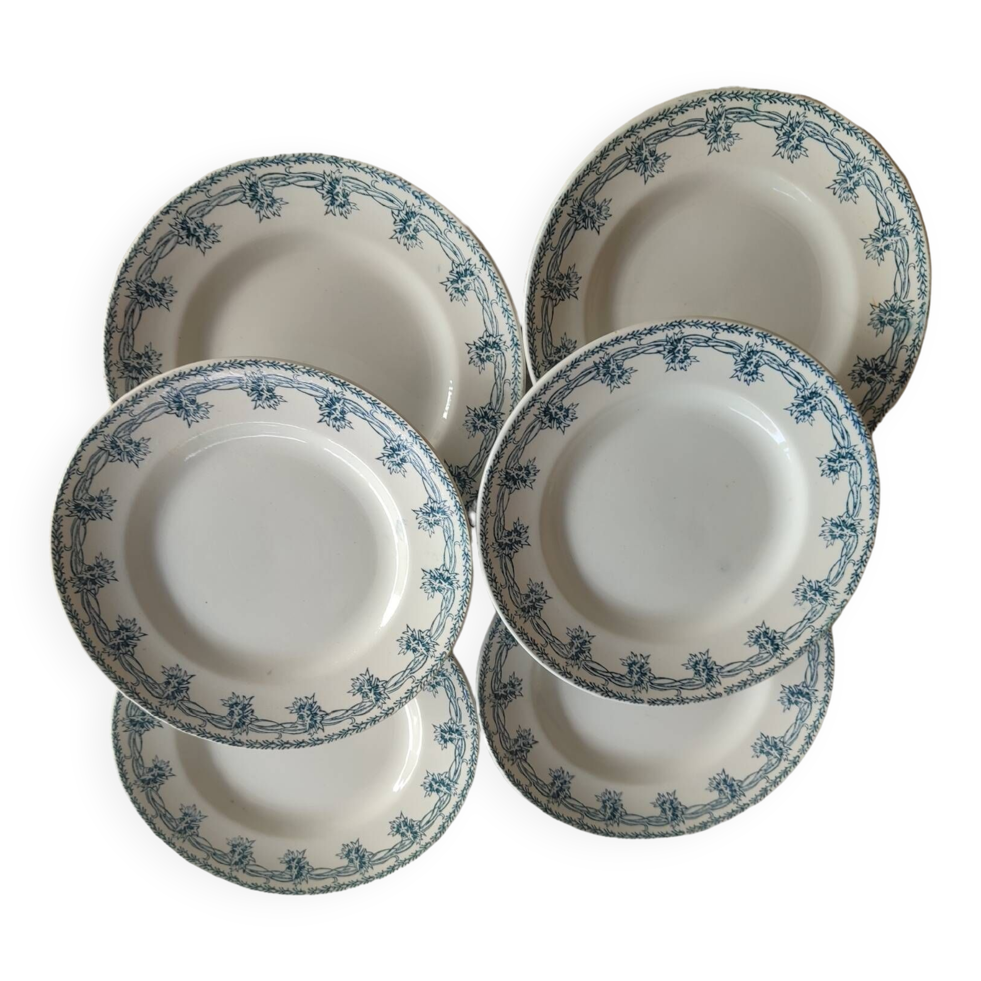 Set of 6 iron earth flat plates St Amand 4006