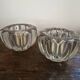 Pair of Art Deco candlesticks in pressed glass moulded signed by AVESN