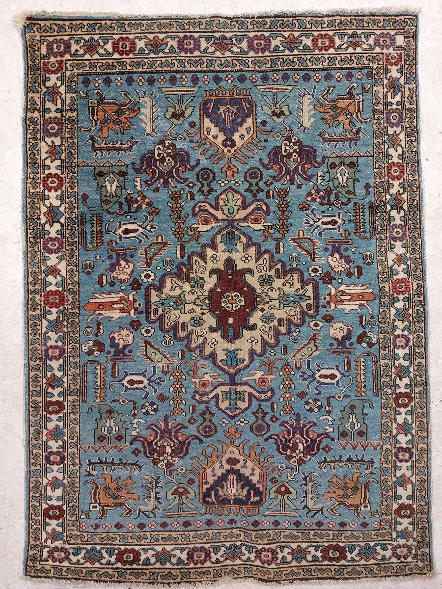 Qom Persian rug, handwoven silk and wool - 152 x 110 cm