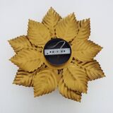 Wall light, ceiling light sun foliage in gold metal, vintage ceiling light. 70s - 80s