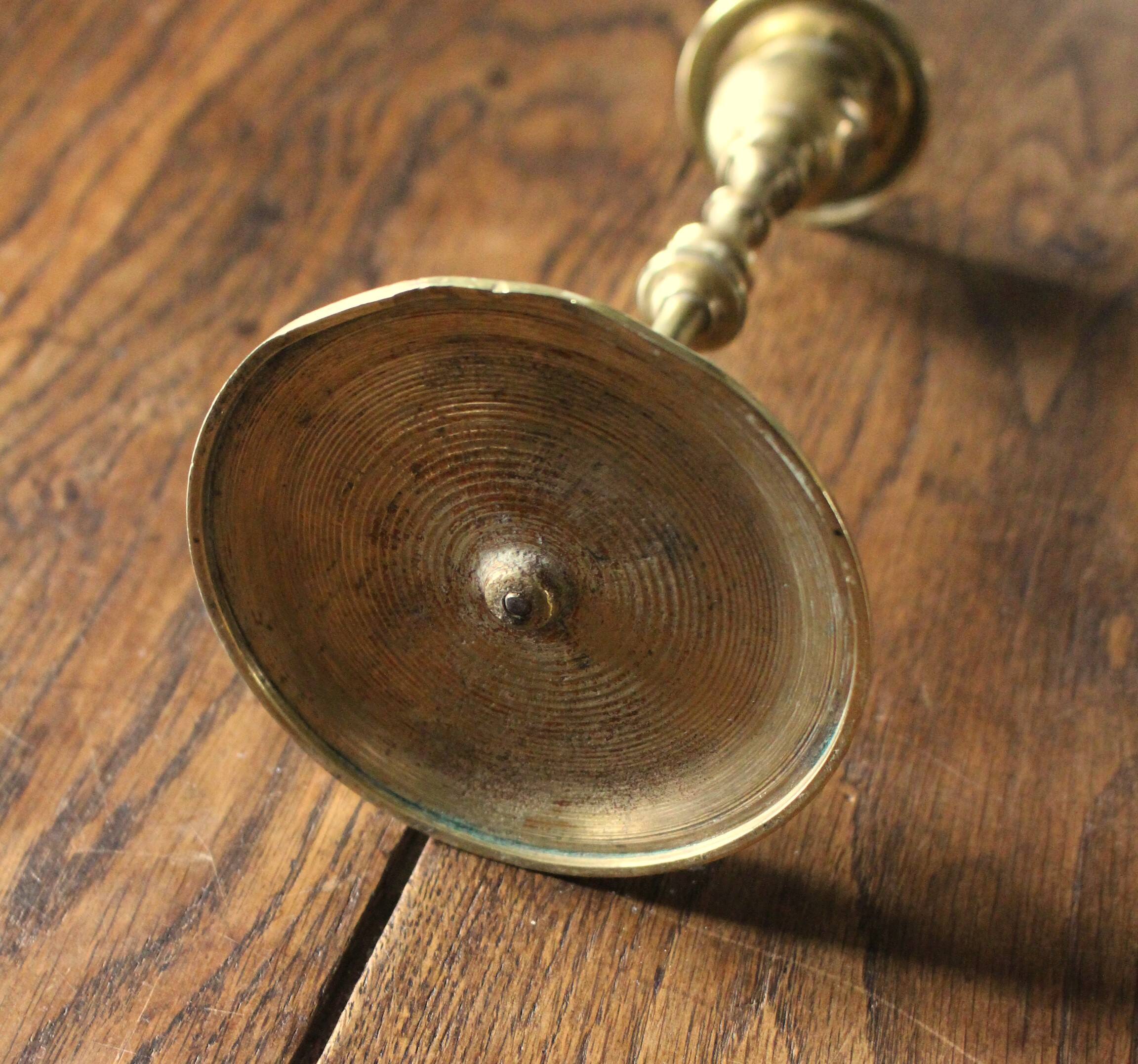 Fine brass candle holder alabaster base