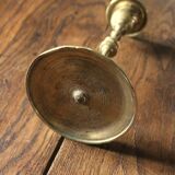 Fine brass candle holder alabaster base