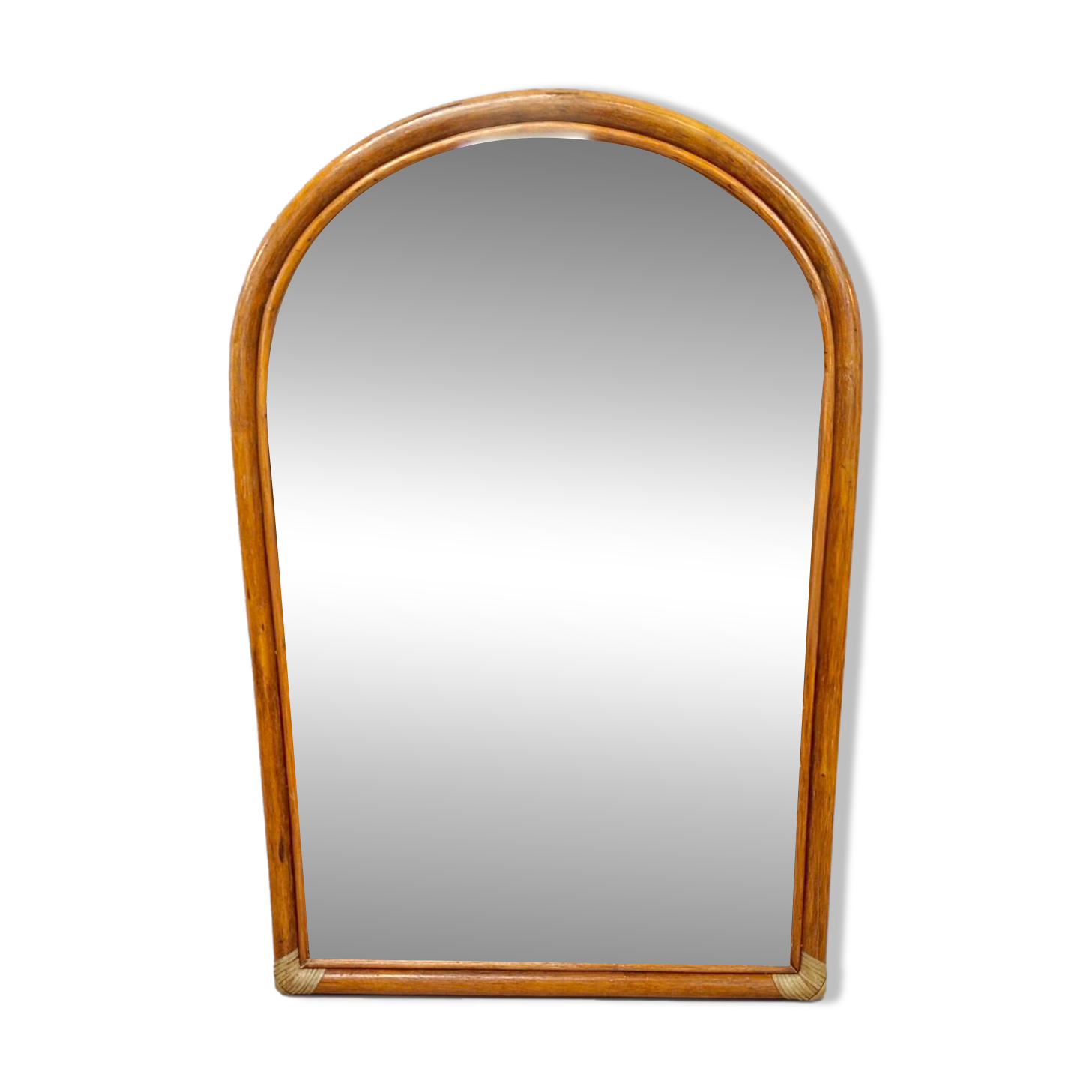 Miroir arche vintage en rotin et bambou (90x61 cm) – Style Riviera, années