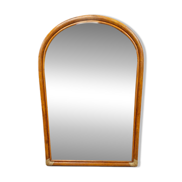 Miroir arche vintage en rotin et bambou (90x61 cm) – Style Riviera, années