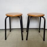 Pair of stackable vintage stocking stools - 50s
