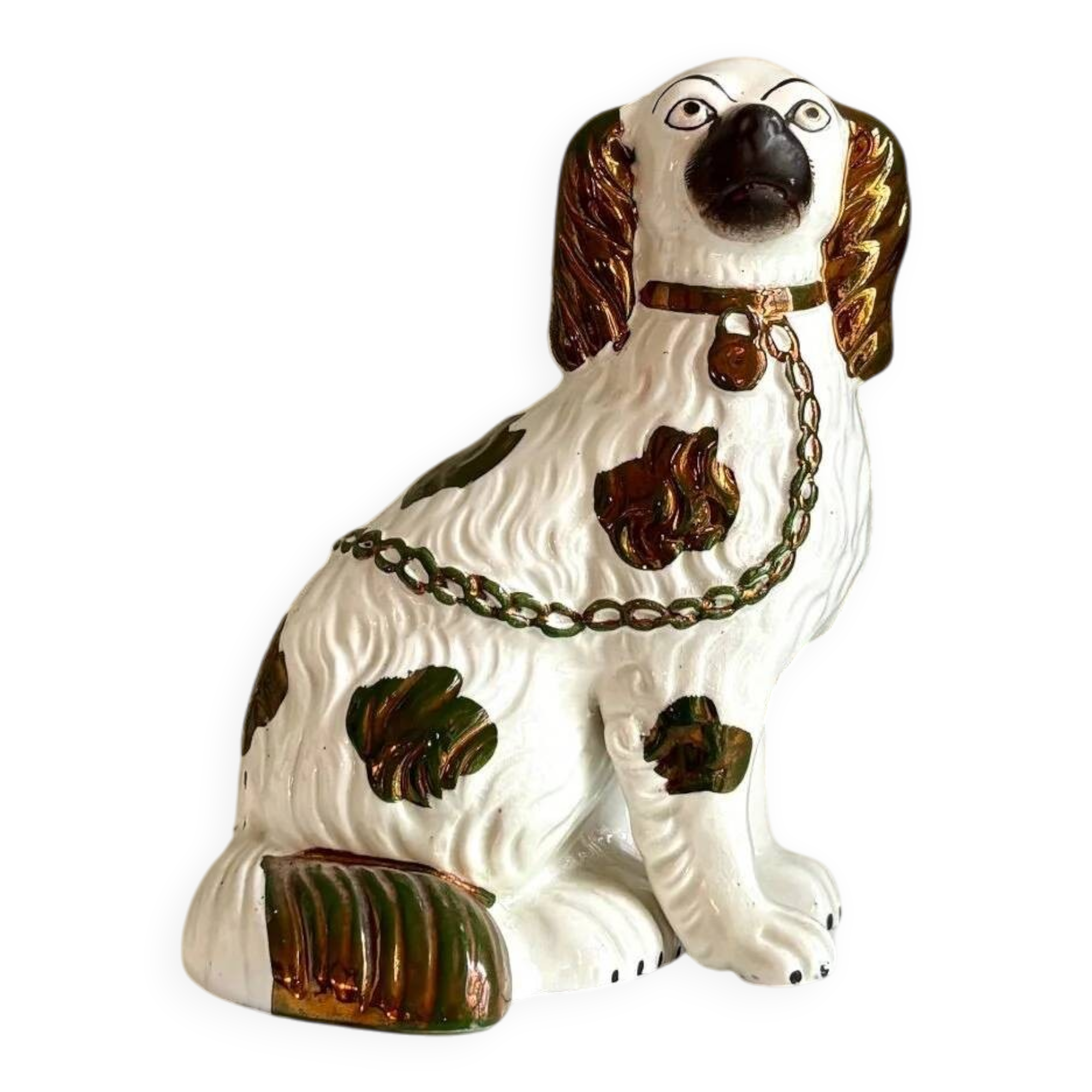 Chien, cavalier king charles en faïence staffordshire n°6, vers 1860