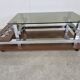 Vintage teak and chrome bar coffee table, 1960s