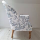 Blue toile de jouy toad armchair