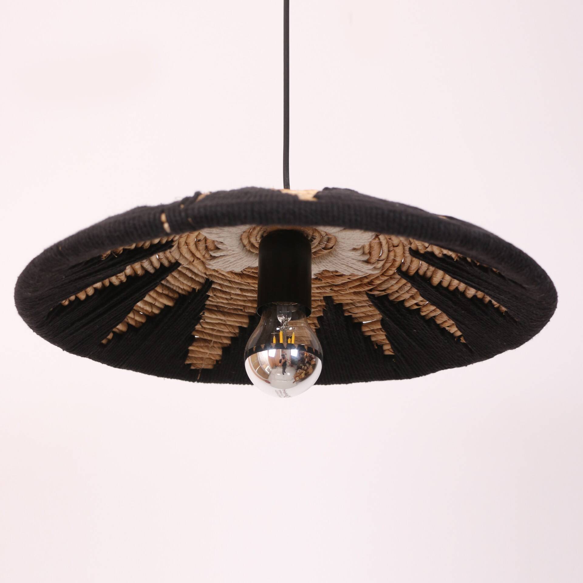 Natural Abaca Lighting 40 cm, Wicker Pendant Light, Light Fixture