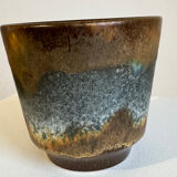 Vintage MCM handmade ceramic fat lava pottery flower planter Mid Centu