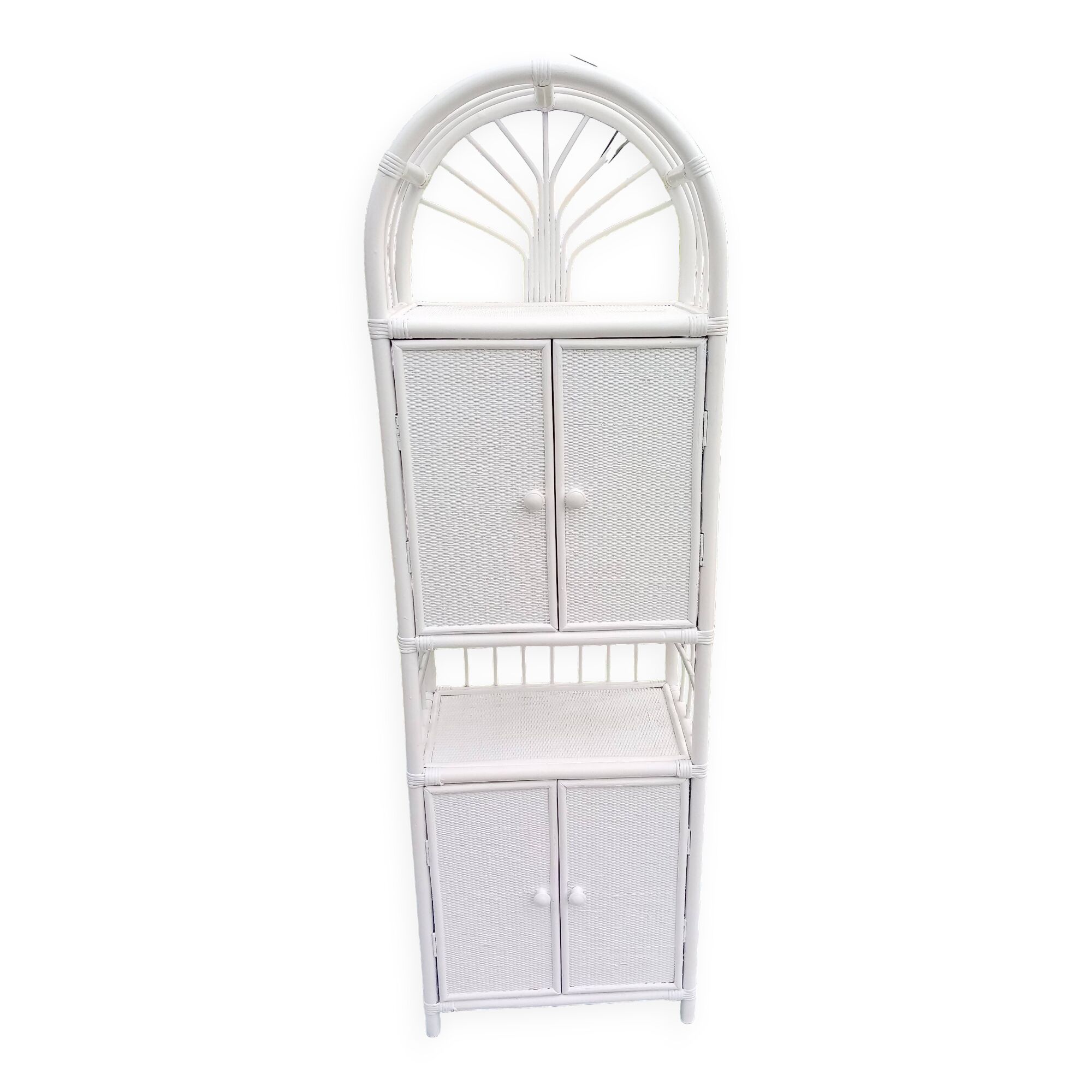 White rattan shelf