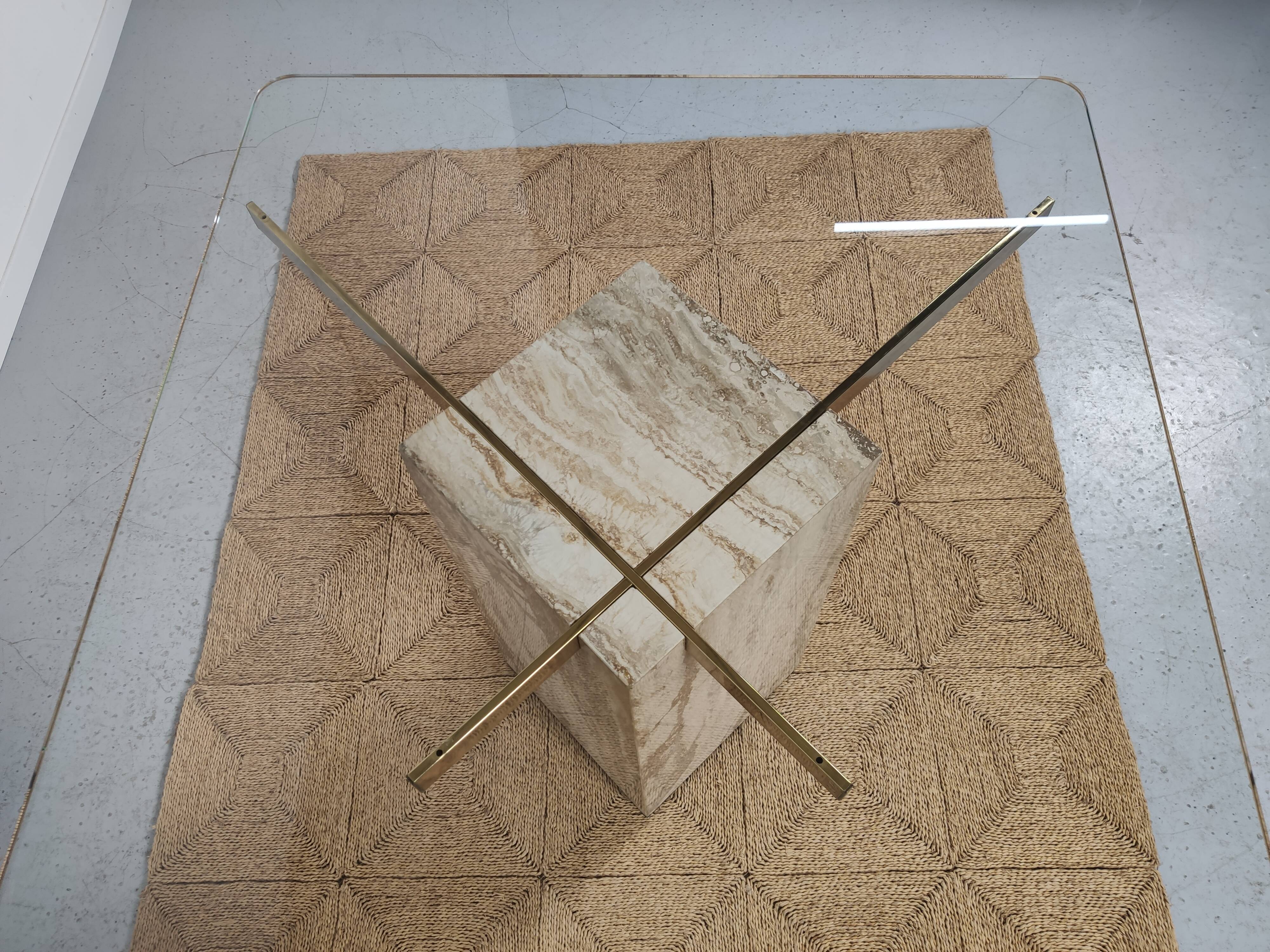 Marble and glass dining table, 80s