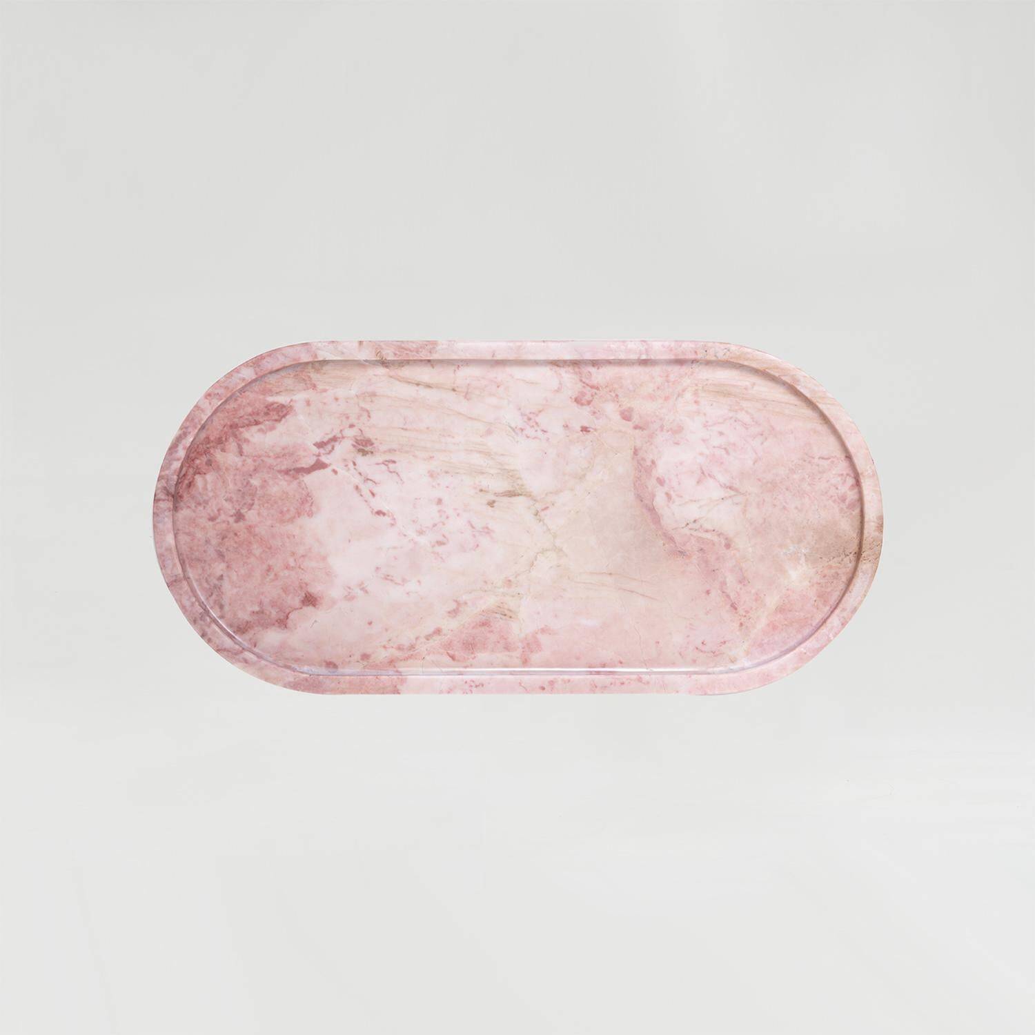 Oval marble platter in pink