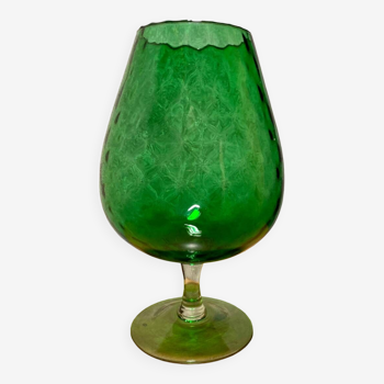 Grande coupe en verre verte vintage