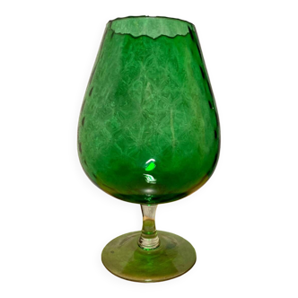 Grande coupe en verre verte vintage