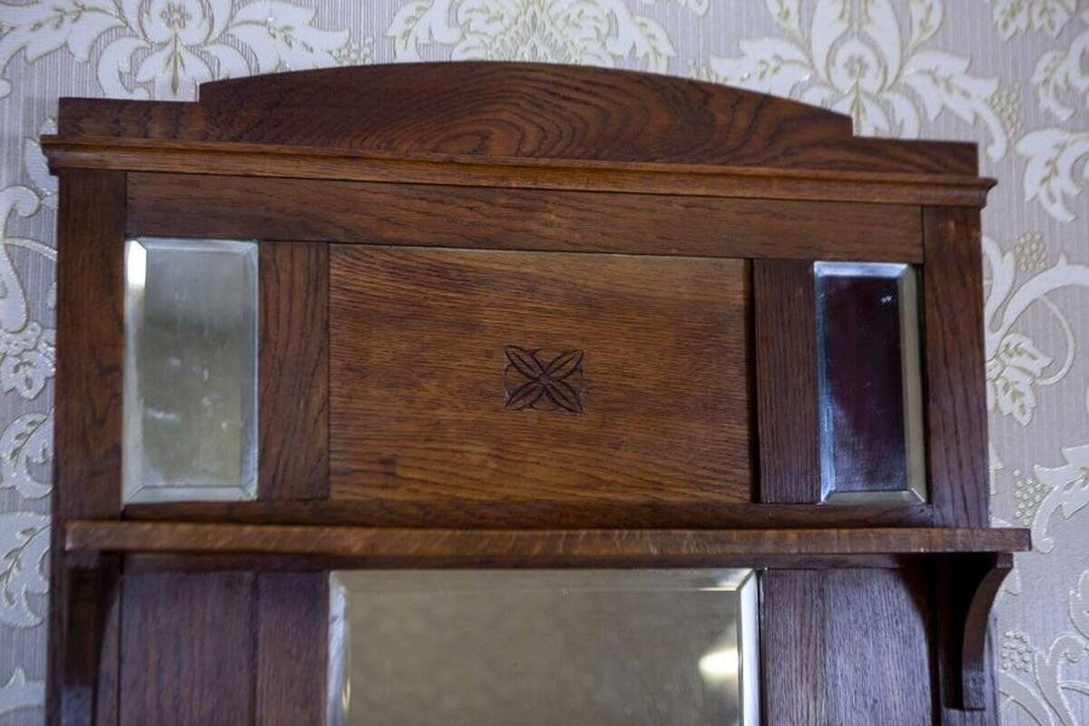 Art Nouveau Wall Mirror in Oak Frame, Early 20th Century