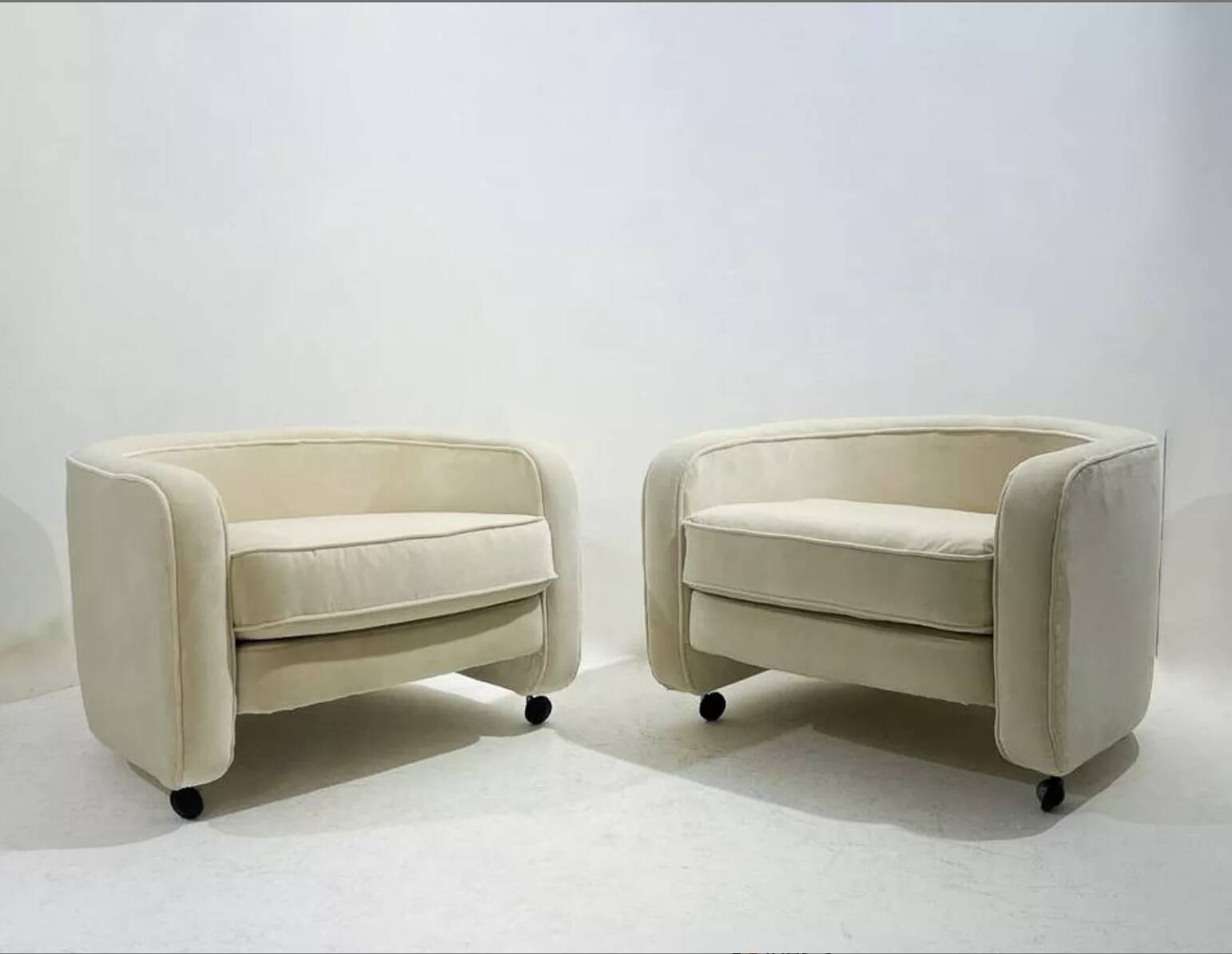 Mid-Century Modern Italian Armchairs on casters, 1970s (3 available)