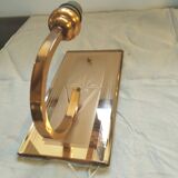 Two wall lights and matching alarm clock in rose mirrored glass