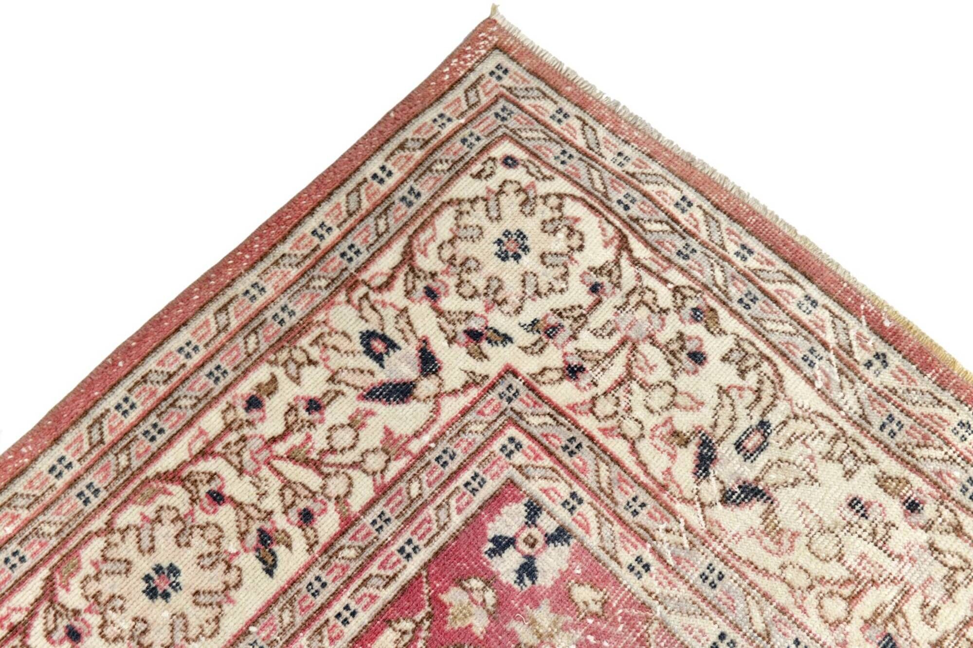 Red & Navy Blue Floral Vintage Persian Rug