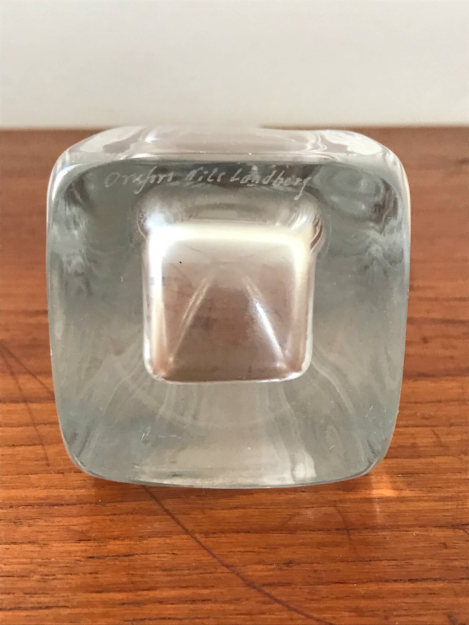 Vintage glass vase by Nils Landberg for Orrefors 1960s
