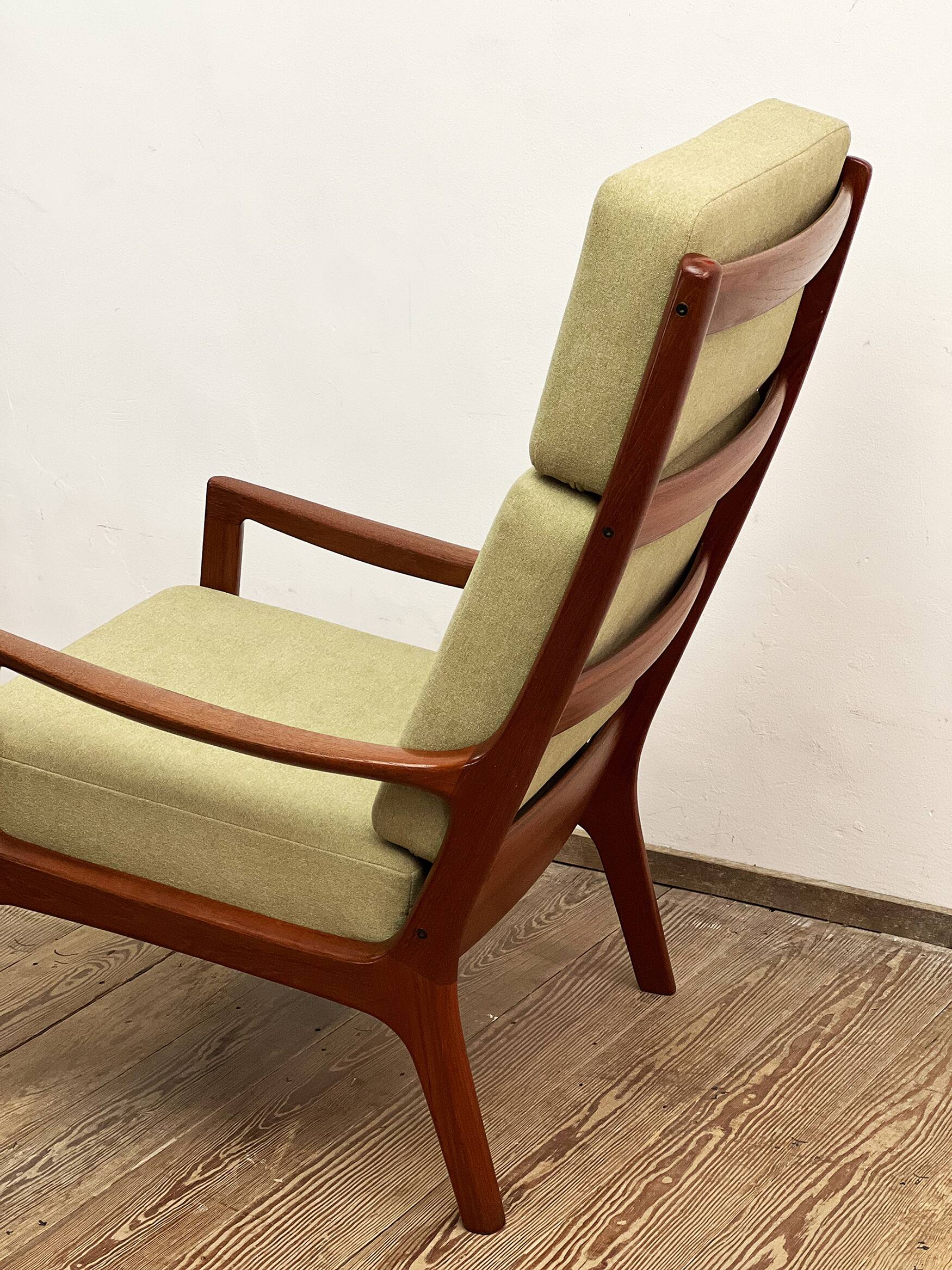 Danish Mid-Century  Lounge Chair and Stool by Ole Wanscher for Poul Jeppensens, Senator Series
