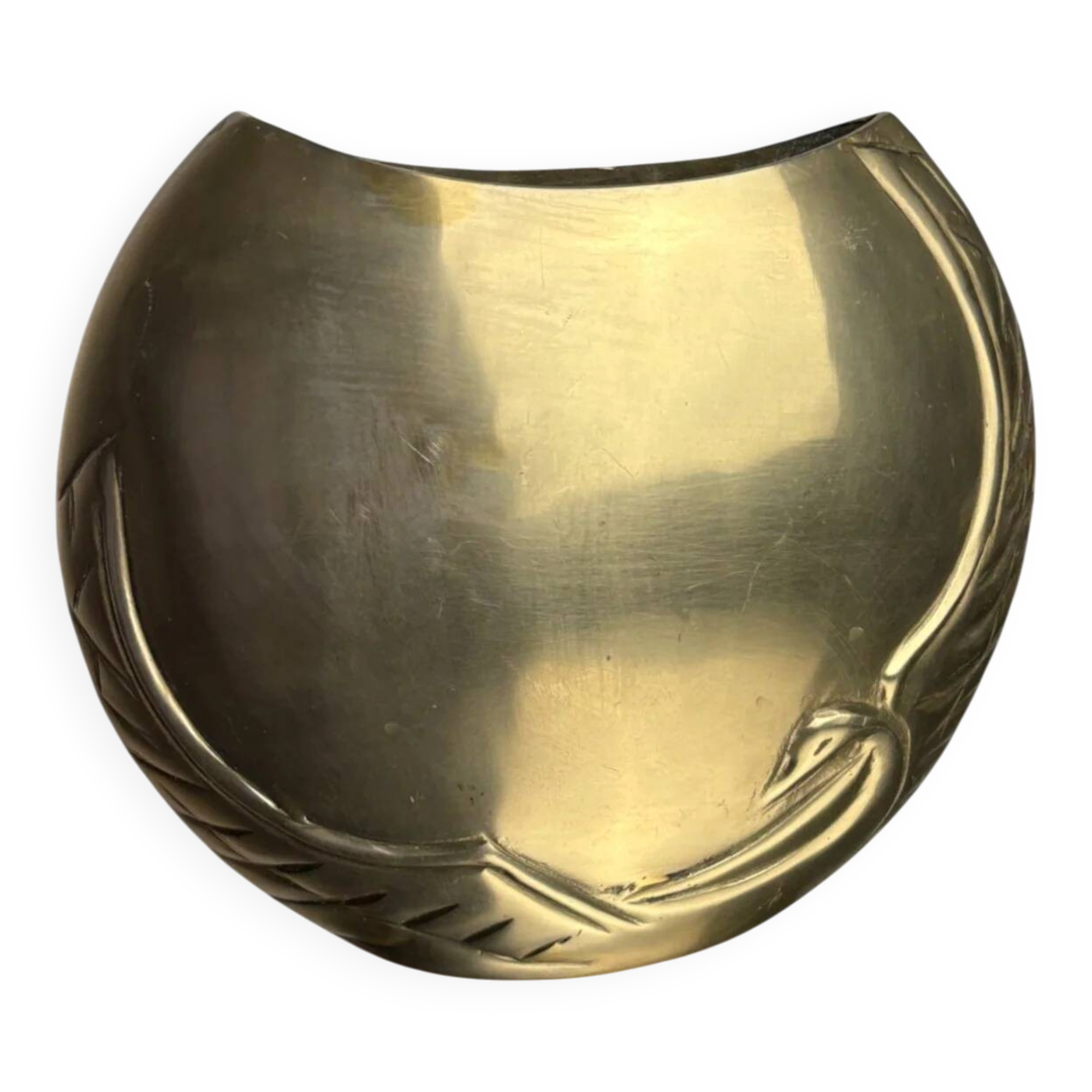 Art deco swan vase in brass, France, 1960s