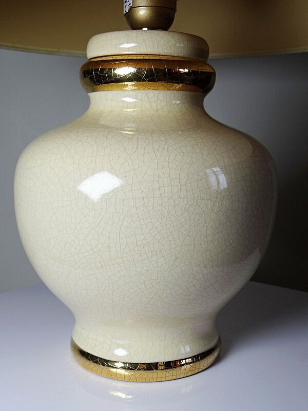 Lampe en faïence craquelée Le Dauphin ''Dynastie'' Panama vintage années 80-90