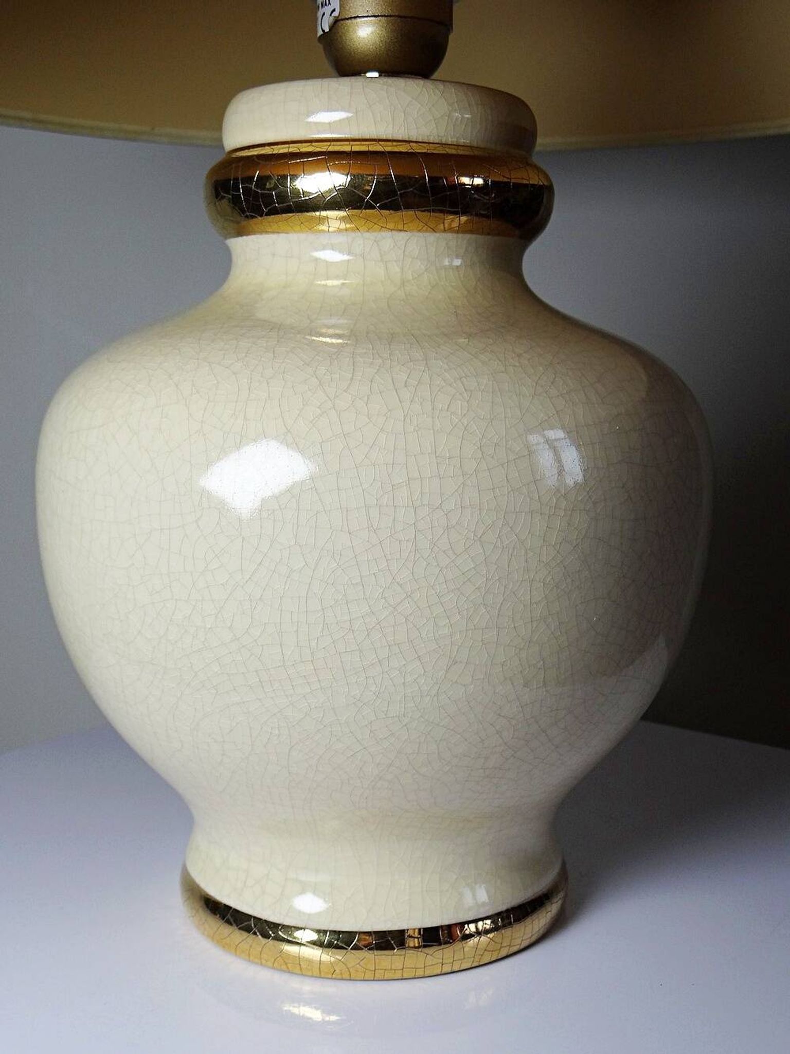 Cracked earthenware lamp Le Dauphin "Dynasty" Panama vintage 80s-90s