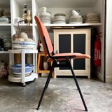 DSC 106 chair in peach cotton and black metal by Giancarlo Piretti for Anon