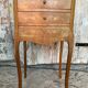 Antique Nightstand Louis XV Style Inlay Wood 3 Drawers Wine