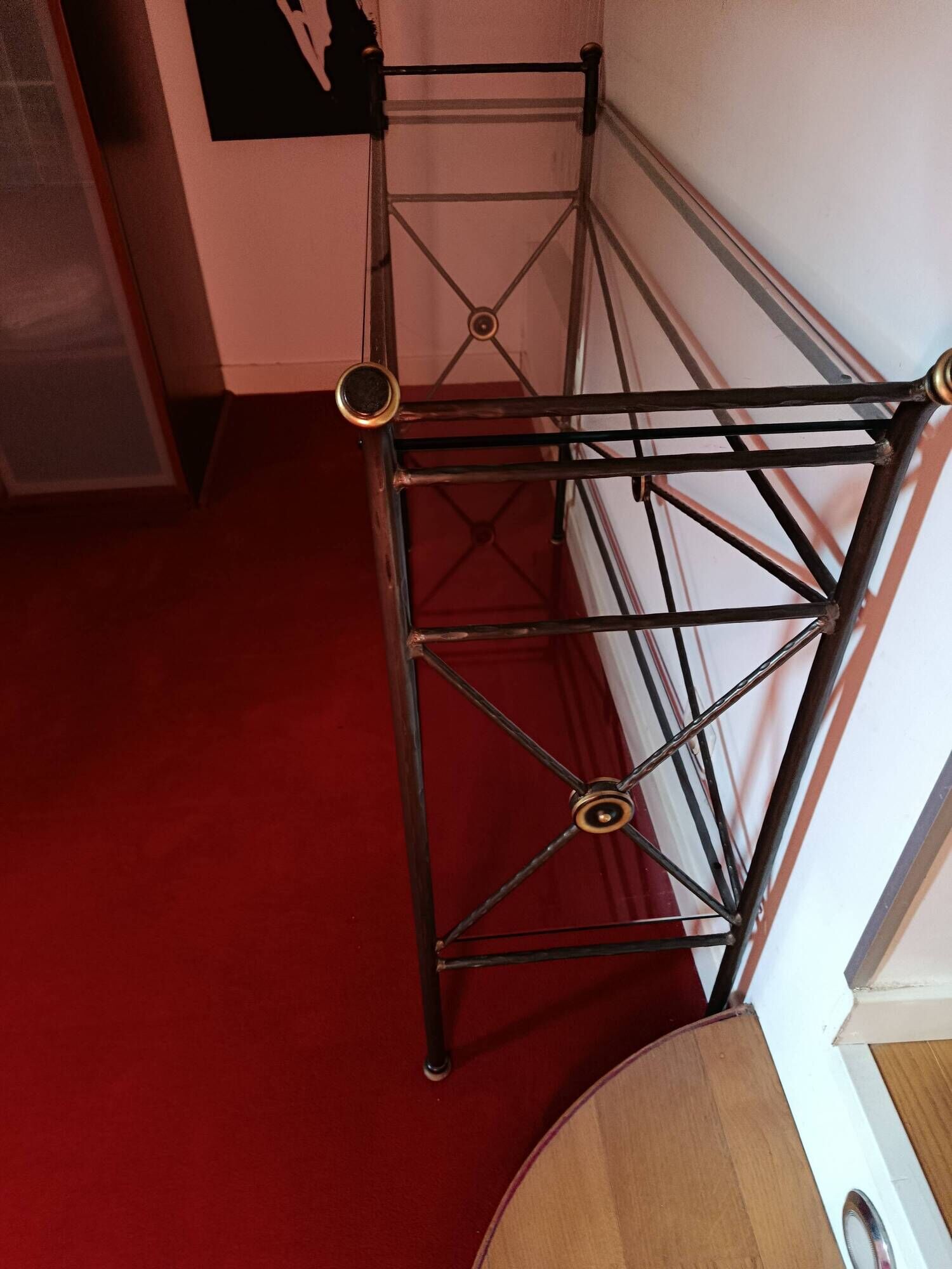 Glass and wrought iron console