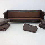 Canapé 3 places en cuir brun danois des années 1970